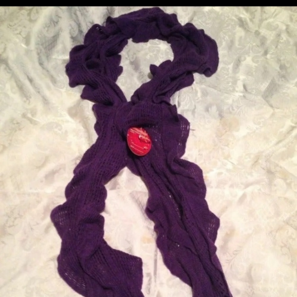 Purple Ruffle Fringe Twist Knit Fashion Scarf